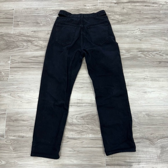 Frame Le High N Tight Straight Cut Out in Film Noir Size 28 Black - Picture 12 of 15